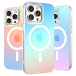 CALOOP Aura Case for iPhone 15 Pro Max with MagSafe,Sturdy Hard Frame Shockproof with Raised Bezel Camera Protection and Cuison Edges,Iridescent Matte,Rainbow Phone Cover,6.7 Inch,Holographic