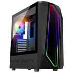 Spirit Of Gamer - INFINITY DARK, BoitIer PC Gamer Noir RGB Vide  avec Paroi Latérale en Verre Trempée, Compatible ATX, mATX, ITX