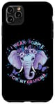 Coque pour iPhone 11 Pro Max Alzheimer Alzheimer Alzheimer Fleurs violettes Alz Elephant Dementia Alz