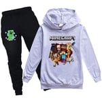 Minecraft Pullover Hoodies och Sweatpants 2-delars Outfit Set Jogging Tracksuit Sweatshirt Set för Pojkar Flickor Gamer Fans Gåvor[HK] Grey 7-8 Years