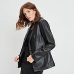 LH - veste droite simili cuir noir femme