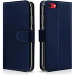 Étui De Protection Portefeuille - Apple - Iphone Se 2020 - Simili-Cuir - Bleu Foncé - Rabat