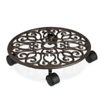 Relaxdays Support à Plantes, Porte-Pots Rond, en Fonte, HxD : 7,5 x 33,5 cm, pour Fleurs, intérieur & extérieur, Marron