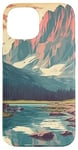 Coque pour iPhone 15 Rocky Mountain Lake Vintage Paysage graphique