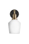 Brooklyn Opal Glass Schoolhouse Wall Light, 5.5 Inch, White, Brass Holder