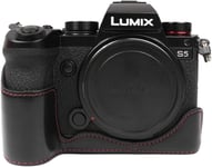 Étui pour appareil photo Panasonic S5, demi-étui en cuir synthétique compatible avec Panasonic Lumix DC-S5, DC-S5II, DC-S5IIX, noir.[G240]