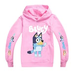 Bingo Bluey Hoodie med tecknad tryck för barn casual tröja Rosa Pink Pink 11-12 Years