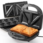 4-IN-1 Deep Fill Grill Sandwich Toaster Toastie Waffle Maker Stainless Steel