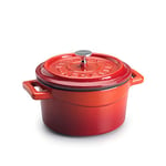 Pentole Agnelli COGHSRP10414R Ustensiles de Cuisson cocotte en Fonte Slowcook, 14 cm, 0,8 l, Rouge