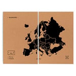 Miss Wood Woody Map XXL Cork – Map of the World with Europe Design, Black