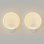 2 Pièces Applique Murale Interieur led 14W Lampe Murale Ronde, Luminaire Mural Moderne pour Chambre Salon Escalier Couloir, Blanc Chaud 2900-3200K,