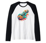 Splash Art Mandolin Instrument Musician Mandolist Raglan Baseball Tee