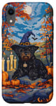 iPhone XR Funny Black Russian Terrier Dog Witch Hat Halloween Men Case