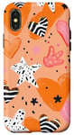 Coque pour iPhone X/XS Orange Minimalist Tropical McBling Esthétique Cœur Étoile