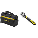 STANLEY Tool Bag 30 x 25 x 13 cm in Resistant 600 x 600 Denier with 8 Interior 2 Exterior Pockets and Reinfored Base 1-93-330 & 090947 6in MaxSteel Adjustable Wrench