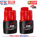 2x For Milwaukee M12 LI-ION XC 3.5Ah High Capacity Battery 12V M12B3 48-11-2402O