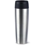 Emsa N20219 Travel Mug Classic Gobelet isotherme 0,5 l, bouchon à vis confortable, acier inoxydable, 6 h chaud et froid 12 h, 100% étanche, passe au lave-vaisselle, ouverture à 360 °, acier