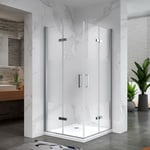 ATÉA Cabine de douche H 190 cm porte pliante pivotante en verre 6 mm semi-opaque 100 x 80 cm