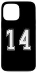 Coque pour iPhone 13 Pro Max Blanc Numéro 14 Équipe Junior Sports Uniforme Numéroté