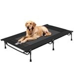 OneTigris Lit d'extérieur surélevé pour chien - 130 x 70 cm - Hauteur : 21 cm - Structure express - Stable, confortable et respirant - Durable et facile à nettoyer - Lit pour animal de compagnie ou