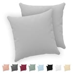 Twinzen® Taie Oreiller 40x40 cm (Lot de 2) - 100% Coton Jersey 150 GSM - Gris - Taie d'oreiller 40x40 cm - Housse de Coussin avec Fermeture Éclair - Certifié Oeko-Tex