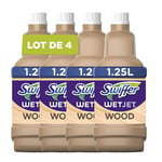 Swiffer Wetjet Wood Nettoyant Sol pour Balai Spray, 5L (4x 1.25L), Conçu pour les Sols en Bois Fini, Nettoie En Profondeur Et Retient La Saleté, Élimine Jusqu'a 99.9% Des Bactéries