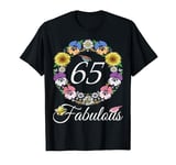 65 & Fabulous Tee 65 Year Old Floral 1959 65th Birthday Gift T-Shirt