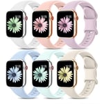 Higgs 6 Pack Bracelets Compatible avec Bracelet Apple Watch 40mm 41mm 38mm pour Femme et Homme, Bracelet Soft Silicone Sports pour iWatch Series (42mm 10) 9 8 7 SE 6 5 4 3 2 1,Blanc