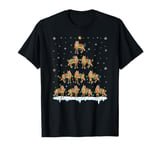 Coyote Animal Santa Hat Ugly Christmas Tree Lights T-Shirt