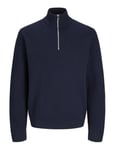 JACK & JONES Jprblamilano Stitch Knit Half Zip Sn Pull en Tricot, Naval Academy/Détail : mélangé, XXL Homme