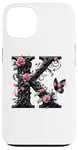 Coque pour iPhone 13 Letter K Initial Floral Monogram Rose Pink Flower Butterfly