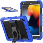 SEYMAC stock Case for iPad 9th/8th/7th Generation 10.2'', 3-Layer Full Body Protective Case with Pencil Holder, Screen Protector & Folding Stand, Case for iPad 10.2 inch 2021/2020/2019, Blue