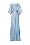 Lilly Wrap Satin Maxi Dress - Dusty Blue