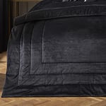 Laurence Llewelyn-Bowen - Black Velvet Bedspread - L220cm x W150cm - Box Frame Stitch - Luxury Quilted Bedspread in Black - Super Soft Velvet Throw Blanket for Bed - Velvet Quilt - Black Bedding