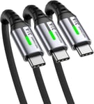 Cable USB C Charge Rapide 3,1A,[2m+2m+0,5m/Lot de 3] Câble USB vers USB C,Nylon Chargeur Cable Type C USB A Cordon USBC pour Samsung Galaxy S21 S20 A34 iPhone 15 Pro Google Pixel 7 Xiaomi PS5