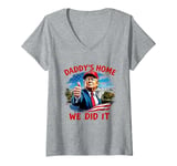 Womens Daddy's Home Take America Back Trump 47th President USA V-Neck T-Shirt