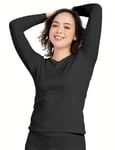 LAPASA Haut Thermique Femme Maillot de Corps à Manches Longues sous-Vêtements Chauds Thermoflux Automne/Hiver L15 Noir (1 Haut, Fin) XL