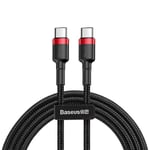 Baseus Cafule USB-C til USB-C-kabel 1m - Flettet Svart/Rød