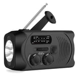 LIUDOU Urgence-Manivelle-Crank-Radio, Météo Portable 2000MAH AM/FM Radios Solaires À LED Lampe De Poche, Alarme SOS, Chargeur De Téléphone Portable