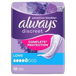 ALWAYS DISCREET SENSITIVE BLADDER LONG PADS PACK OF 10