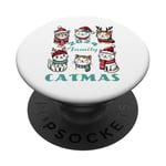 Catmas Famille Chat Kitty Funny Christmas Holiday 2024 PopSockets PopGrip Adhésif