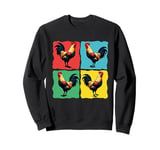 Colorful Funny Chicken Art, Crazy Chicken Rooster Family Sweatshirt