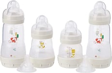 MAM Bottles Baby's First Bottle Set, Newborn Baby Bottles Set with 2 Fast Flow Teats, Anti-Colic Bottles for Newborn Babies, Set of 4 Bottles