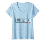 Womens Manchester City USA Flag State Travel US America Women Men V-Neck T-Shirt