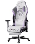 AutoFull Gaming Chair with Wider Seat Cushion, Ergonomic Gamer Chair with Footrest, Adjustable Seat Height and Backrest Tilt, Headrest and Lumbar Support, White