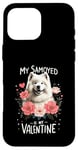 Coque pour iPhone 16 Pro Max Roses Flowers Valentine's Day Samoyed Dog Sammies