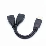 Dubbel USB förlängning A-hane till 2 A-hona Y kabel ström adapter omvandlare USB2.0 hane till 2dubbel USB hona Y delare 15 cm