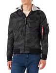 Alpha Industries Men's MA-1 TT Hood Bomber Jacket, Black Camo, XL