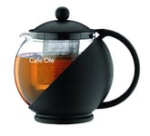 Grunwerg ‎CMP-12TP Café Ole Loose Leaf Everyday Round Tea Pot Infuser Basket Théière en Verre,1,20 Litre ,Noire