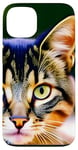 Coque pour iPhone 13 Visage De Chat Tabby Moustaches Oeil Vert Photo Gros Plan